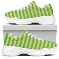 Green Striped Pattern Print White Chunky Shoes