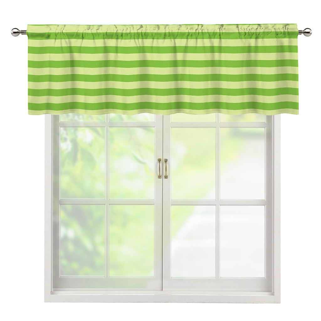 Green Striped Pattern Print Window Valance