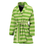 Green Striped Pattern Print Women's Bathrobe