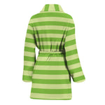 Green Striped Pattern Print Women's Bathrobe