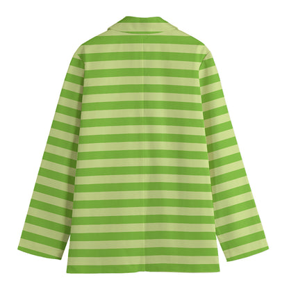 Green Striped Pattern Print Women's Blazer