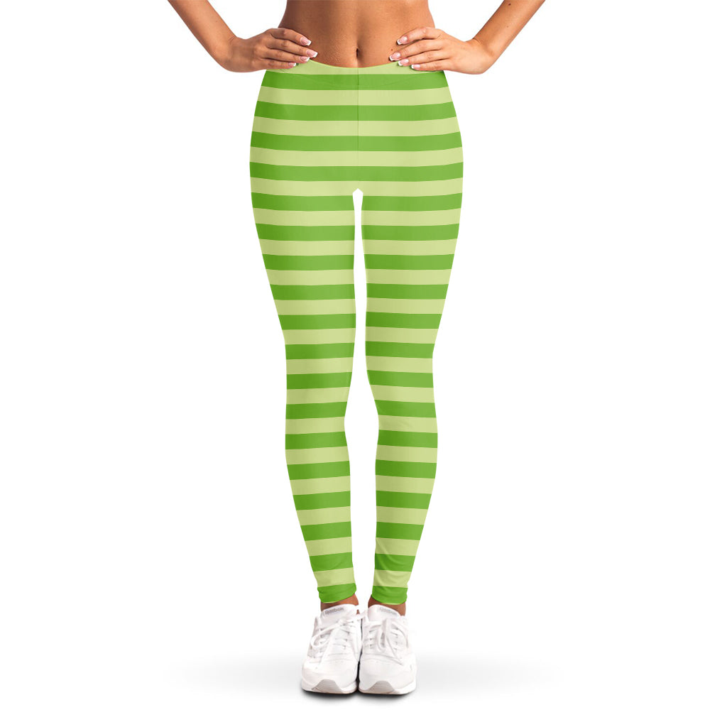 Green Striped Pattern Print Women's Leggings