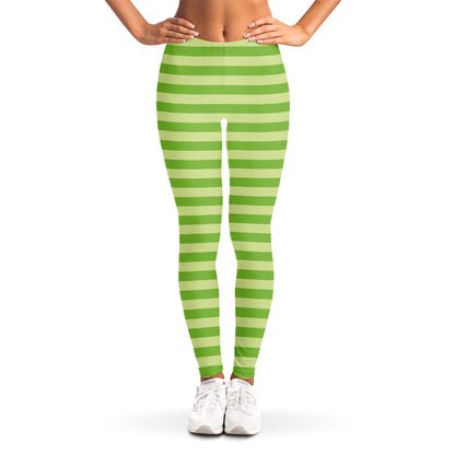 Green Striped Pattern Print Women's Leggings