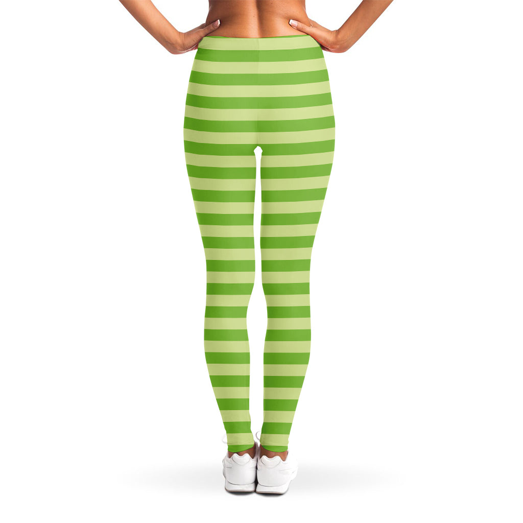 Green Striped Pattern Print Women's Leggings