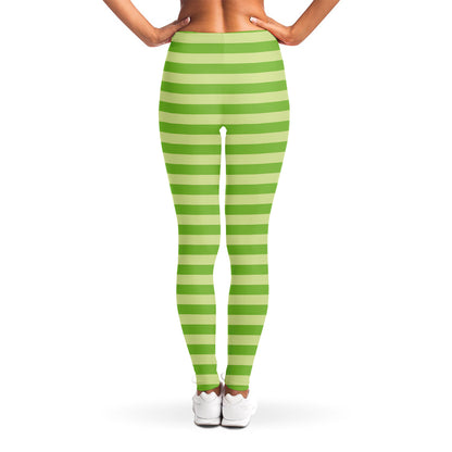 Green Striped Pattern Print Women's Leggings