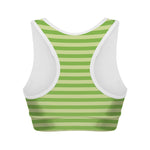 Green Striped Pattern Print Women's Sports Bra