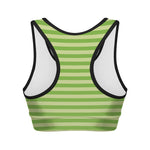 Green Striped Pattern Print Women's Sports Bra