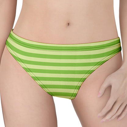 Green Striped Pattern Print Women's Thong