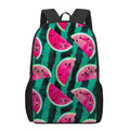 Green Striped Watermelon Pattern Print 17 Inch Backpack