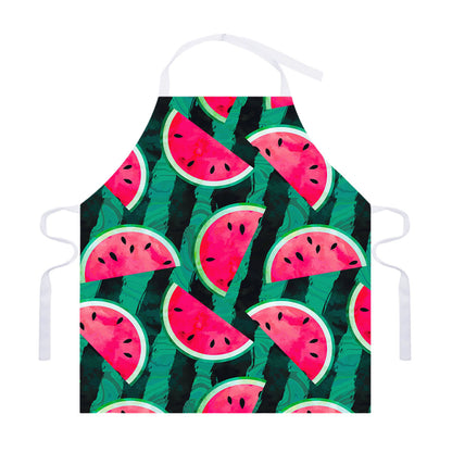 Green Striped Watermelon Pattern Print Adjustable Apron
