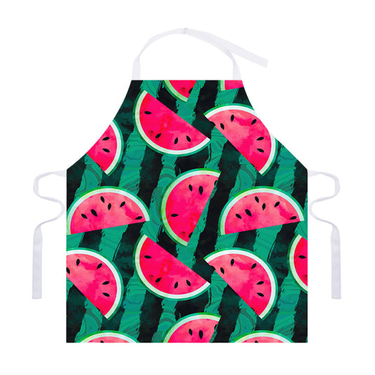 Green Striped Watermelon Pattern Print Adjustable Apron