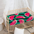 Green Striped Watermelon Pattern Print Baby Crib Sheet