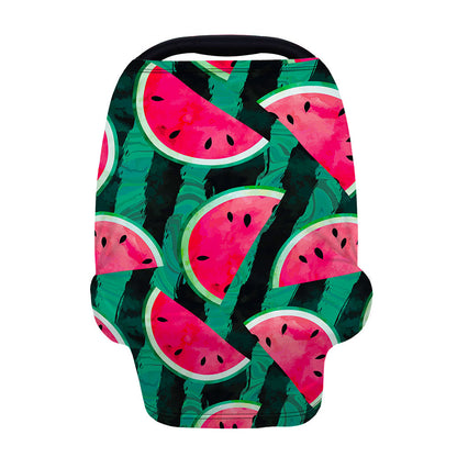 Green Striped Watermelon Pattern Print Baby Seat Cover