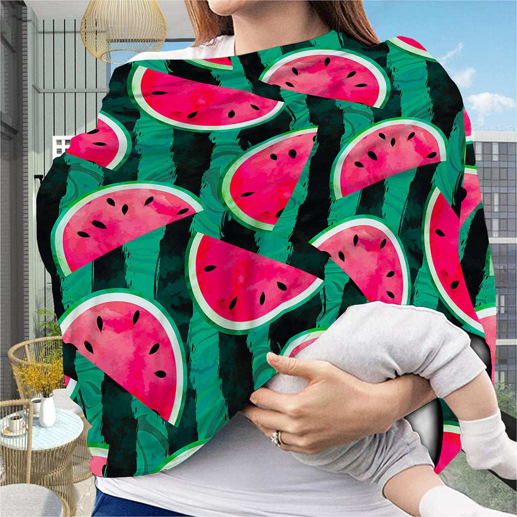 Green Striped Watermelon Pattern Print Baby Seat Cover
