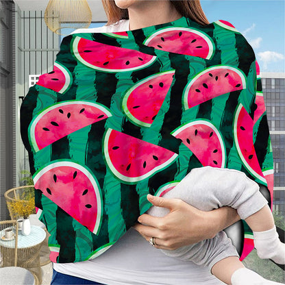 Green Striped Watermelon Pattern Print Baby Seat Cover