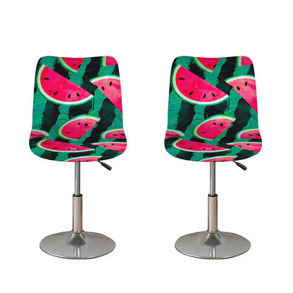 Green Striped Watermelon Pattern Print Bar Stool Covers