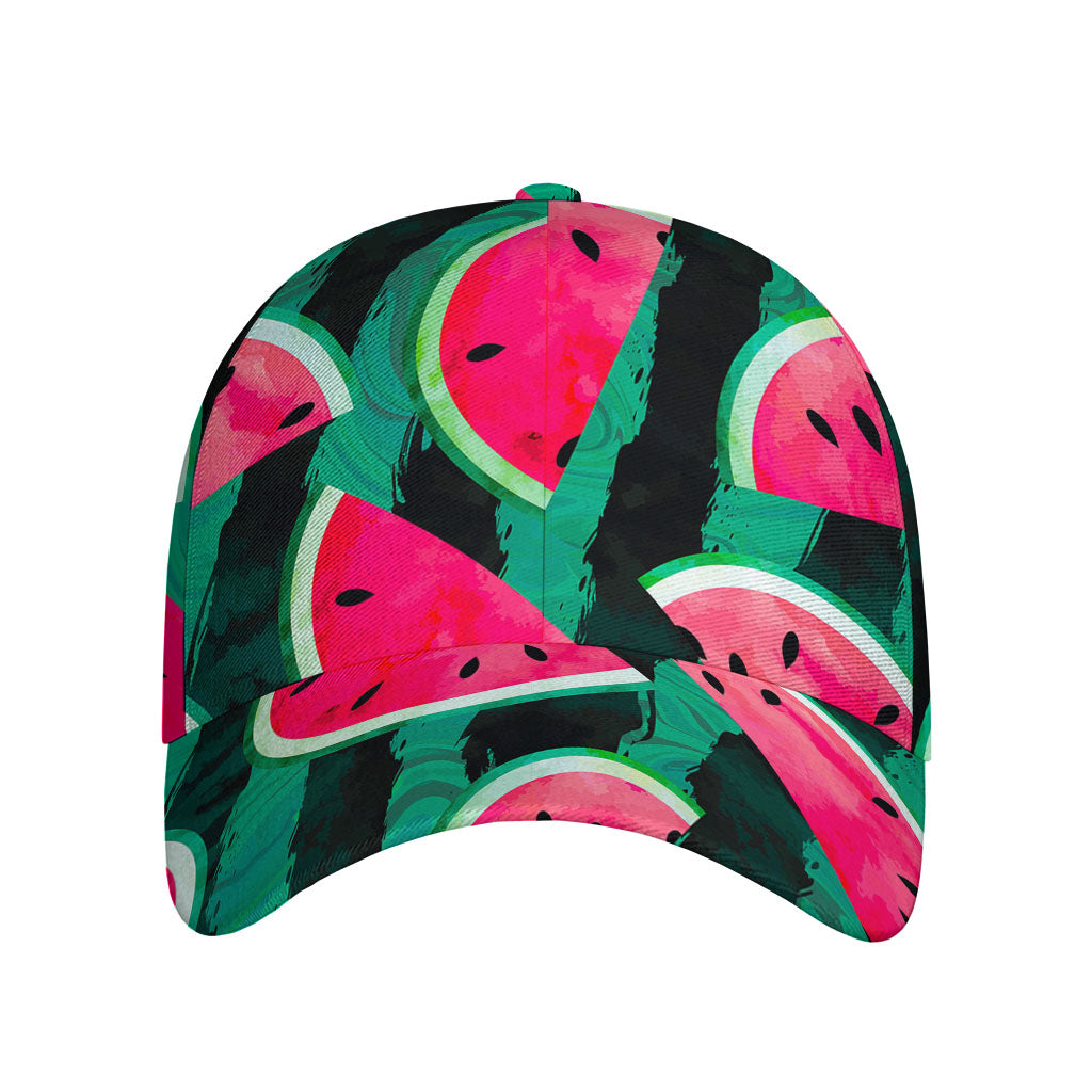 Green Striped Watermelon Pattern Print Baseball Cap