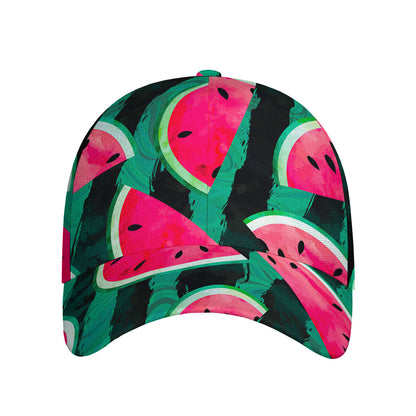 Green Striped Watermelon Pattern Print Baseball Cap