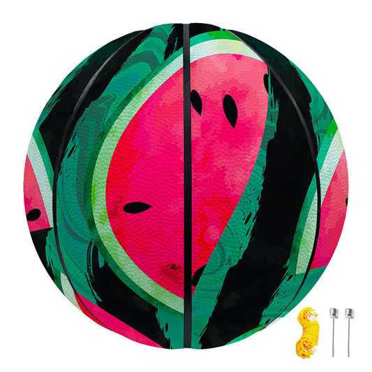 Green Striped Watermelon Pattern Print Basketball