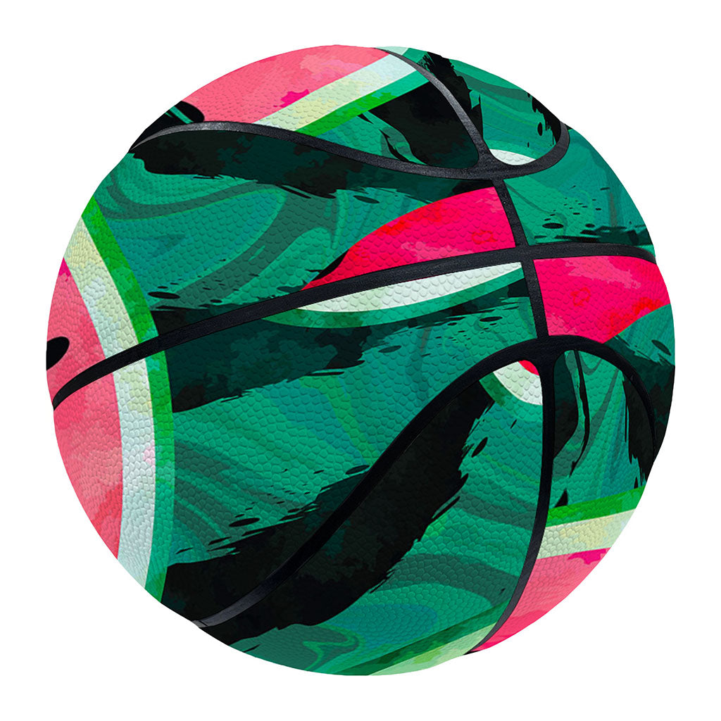 Green Striped Watermelon Pattern Print Basketball