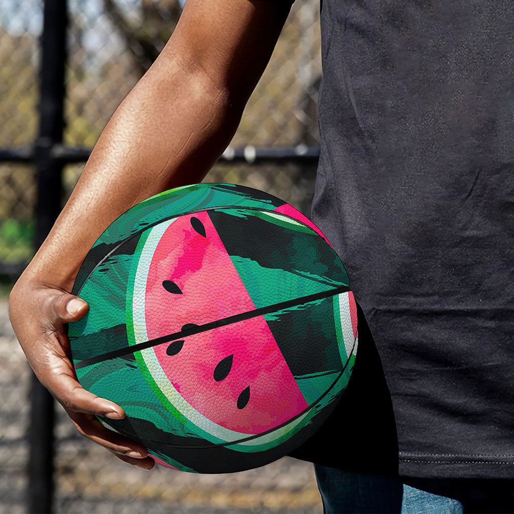 Green Striped Watermelon Pattern Print Basketball