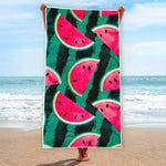 Green Striped Watermelon Pattern Print Beach Towel