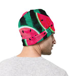 Green Striped Watermelon Pattern Print Beanie