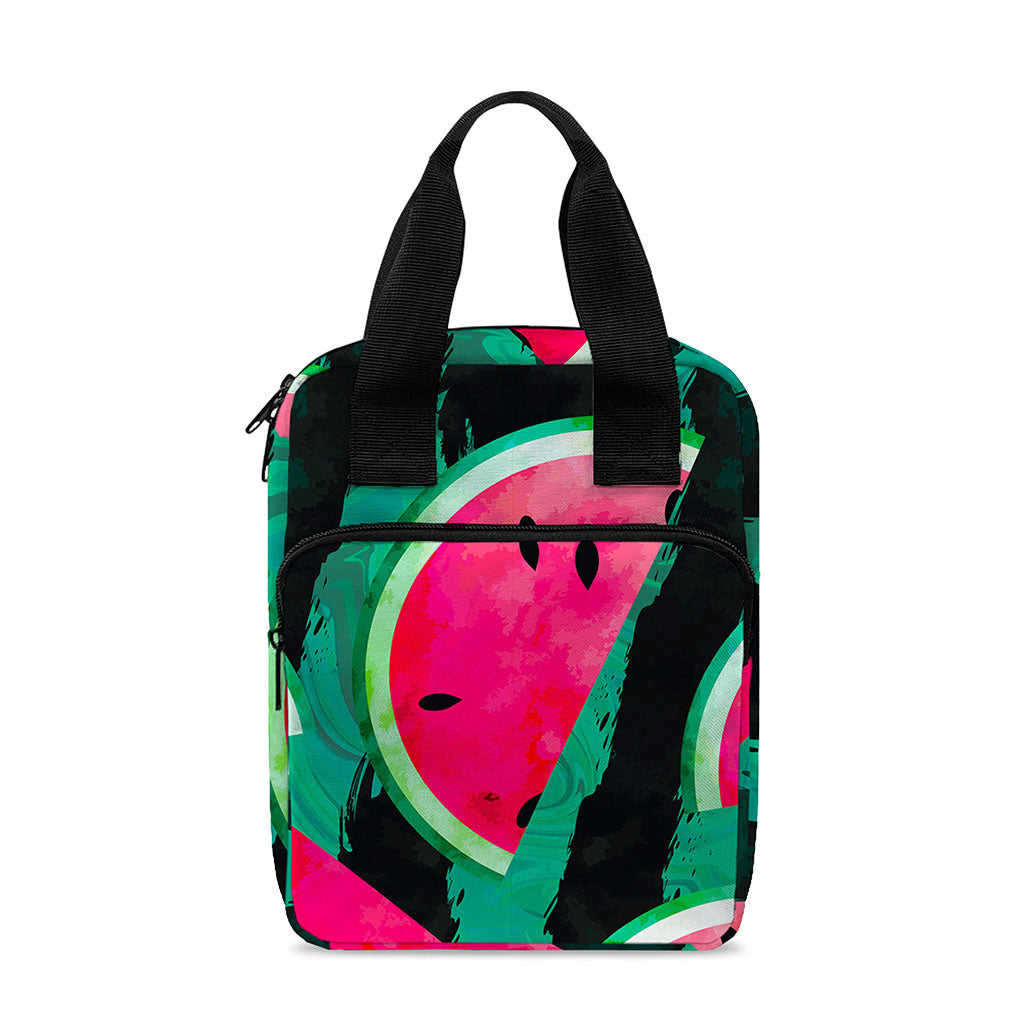 Green Striped Watermelon Pattern Print Bible Tote Bag