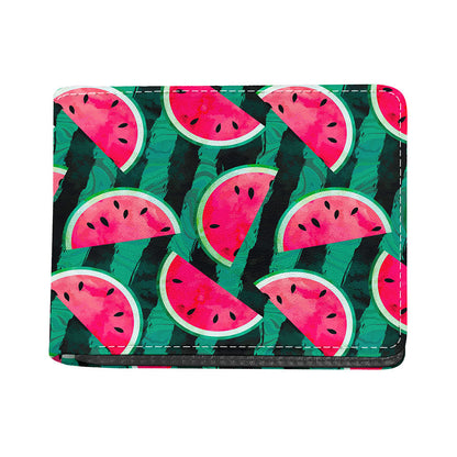 Green Striped Watermelon Pattern Print Bifold Wallet