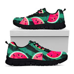 Green Striped Watermelon Pattern Print Black Running Shoes