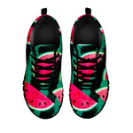 Green Striped Watermelon Pattern Print Black Running Shoes