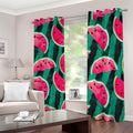 Green Striped Watermelon Pattern Print Dimout Grommet Curtains