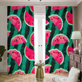 Green Striped Watermelon Pattern Print Dimout Pencil Pleat Curtains