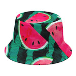 Green Striped Watermelon Pattern Print Bucket Hat