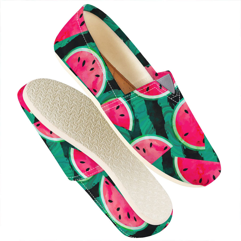 Green Striped Watermelon Pattern Print Casual Shoes