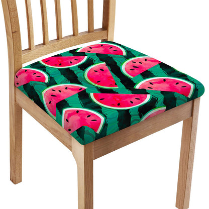 Green Striped Watermelon Pattern Print Chair Cushion Cover