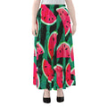 Green Striped Watermelon Pattern Print Chiffon Maxi Skirt
