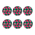 Green Striped Watermelon Pattern Print Coaster Set
