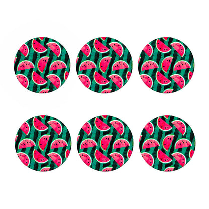 Green Striped Watermelon Pattern Print Coaster Set