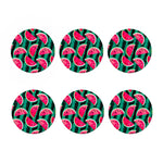 Green Striped Watermelon Pattern Print Coaster Set