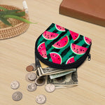 Green Striped Watermelon Pattern Print Coin Purse