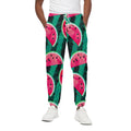 Green Striped Watermelon Pattern Print Cotton Sweatpants