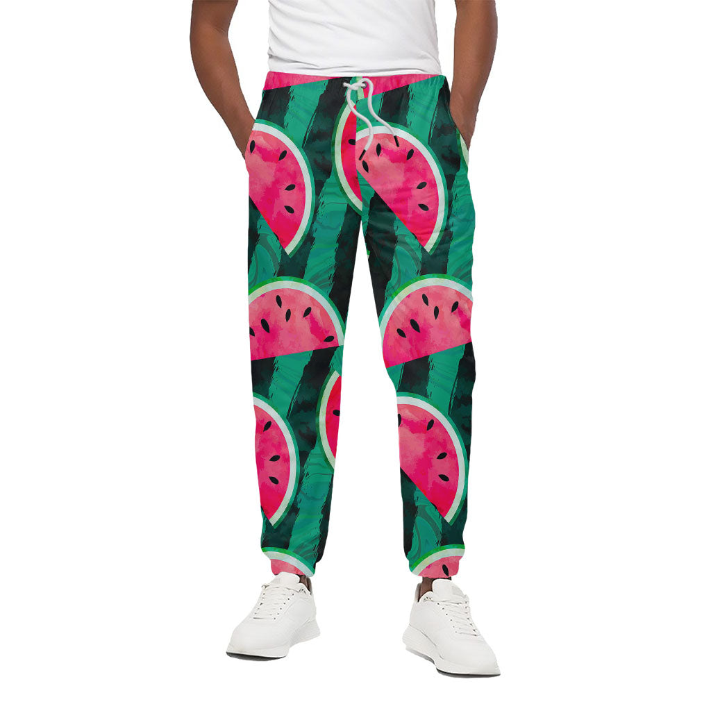 Green Striped Watermelon Pattern Print Cotton Pants