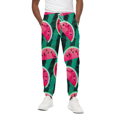Green Striped Watermelon Pattern Print Cotton Pants