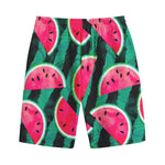 Green Striped Watermelon Pattern Print Cotton Shorts