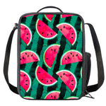 Green Striped Watermelon Pattern Print Crossbody Lunch Bag