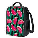 Green Striped Watermelon Pattern Print Crossbody Lunch Bag