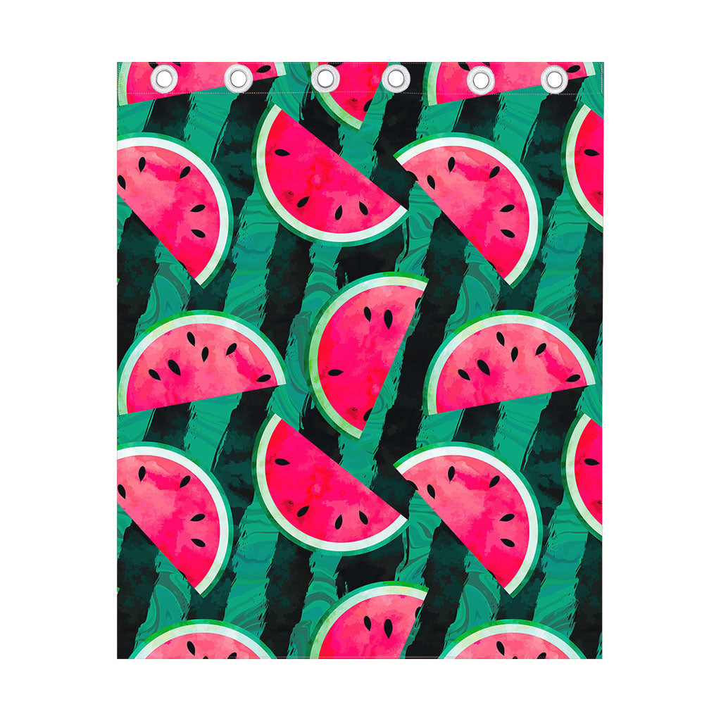 Green Striped Watermelon Pattern Print Curtain