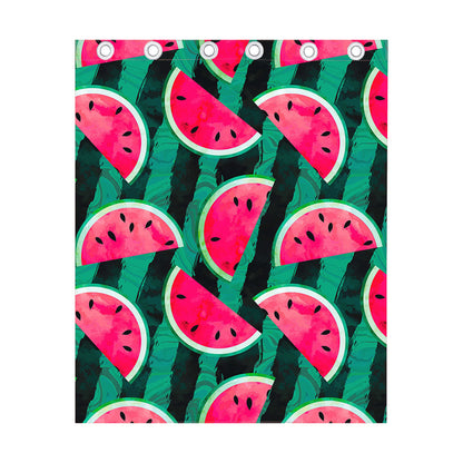 Green Striped Watermelon Pattern Print Curtain