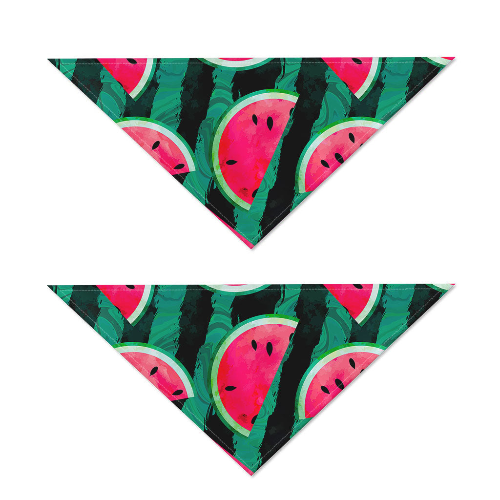Green Striped Watermelon Pattern Print Dog Bandana